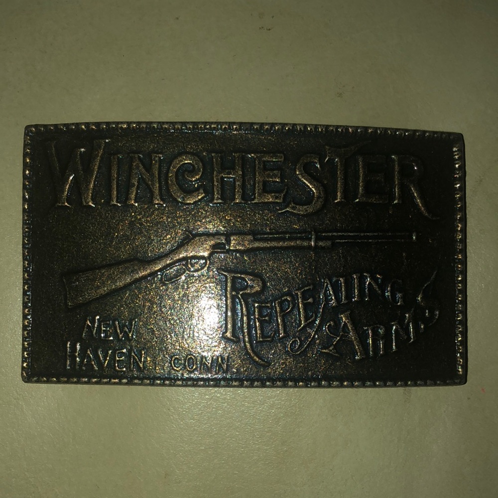Vintage Winchester Repeating Arms Belt Buckle; New Haven Conn.